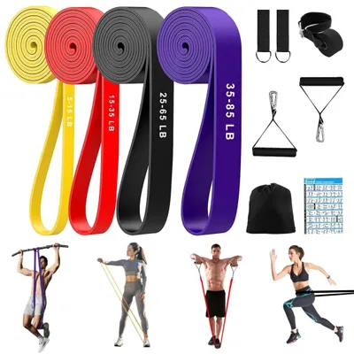 Produktbild von Omgoods – Set mit 4 Widerstandsbändern inklusive Türanker für Krafttraining