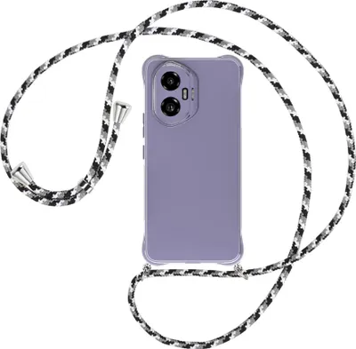 Produktbild von Handykette Backcover-Schutzhülle mit Band (Metall silberfarben) für Honor 300 5G - schwarz/grau/weiß