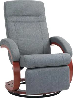 Produktbild von Relaxsessel Fernsehsessel mit Liegefunktion, Armlehne aus Holz, Drehbarer Ruhesessel TV-Sessel mit Verstellbarer Rückenlehne, Liegesessel, Stoff, Grau