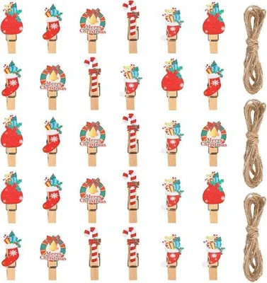 Produktbild von Famanu Mini Holzklammern für Fotos mit Juteschnur - 30 Stück