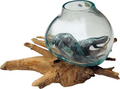 Produktbild von Wurzelholz Vase - 1 * Ø Glas bis 10 cm, Holz,Glas,Wurzelholz, Vasen & Blumentöpfe