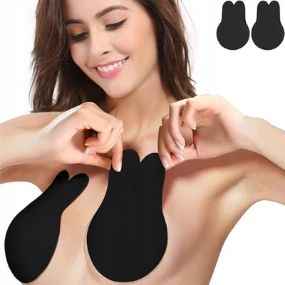 Produktbild von Selbsttragender BH - Push-up - trägerloser BH - Brustabdeckungen - Silikon - Schwarz