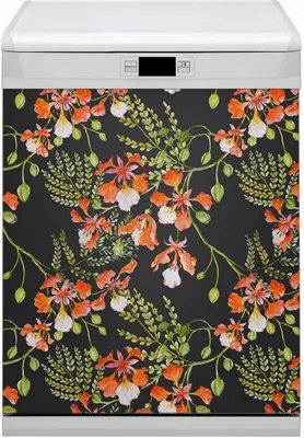 Produktbild von Geschirrspüle Magnet für Spülmaschine Magnetmatte Küche Magnete  Dekorative 60x70 cm  - Rote Blumen