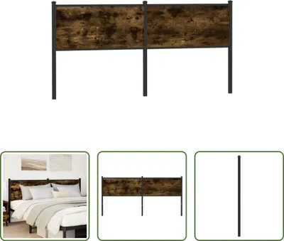 Produktbild von The Living Store Kopfteil Räuchereiche 180 cm Holzwerkstoff und Stahl
