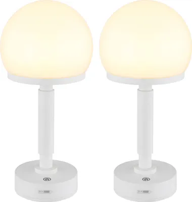 Produktbild von 2er Set LED Tischleuchte, Touchdimmer, Pilz, Akku, weiß, H 29,5 cm