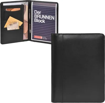 Produktbild von Esquire Schreibmappe A5 Leder schwarz mit Schreibblock Tagungsmappe Business 6412-33-00