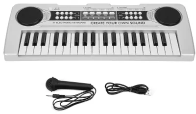 Immagine prodotto di Tastiera elettronica 37 tasti da pianoforte Strumento musicale giocattolo per bambini con microfono Argento