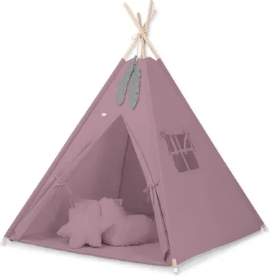 Immagine prodotto di Tenda teepee viola pastello - tenda da gioco teepee - incl. tappetino e cuscino, stabile e portatile