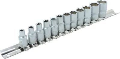Produktbild von FAMEX 570-20 Steckschlüssel-Einsatz-Satz 6,3mm (1/4"), Sechskant, 4-13mm, Wellenprofil, Chrom-Vanadium-Stahl