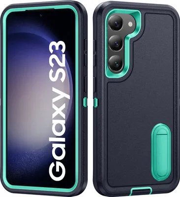 Immagine prodotto di Custodia per Samsung Galaxy S23 Custodia protettiva antiurto ibrida a tre strati con supporto Blu