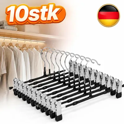 Productafbeelding van 10 x Broekhangers, klemhangers, kledinghangers, metalen rokophangers, broekspanners. (Duitsland)