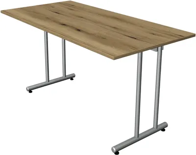 Produktbild von Kerkmann Smart office Schreibtisch eiche rechteckig, C-Fuß-Gestell silber 140,0 x 70,0 cm
