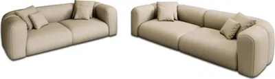 Produktbild von Echtleder 3-2-Sitzer Sofa Set Belio Beige