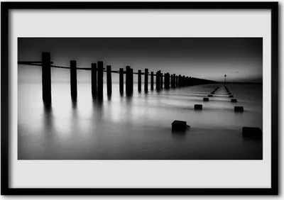 Produktbild von Bild 70x50 MDF-Rahmen Wandkunst Nebel Pier Architektur