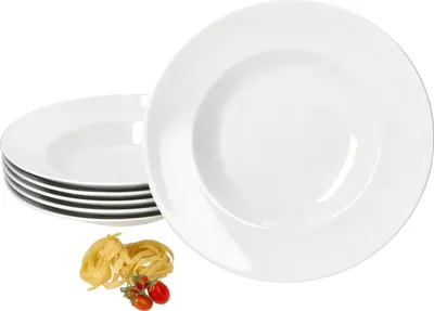 Immagine prodotto di 6 piatti fondi Bianco Ø30cm in porcellana Piatti fondi bianchi Piatti fondi
