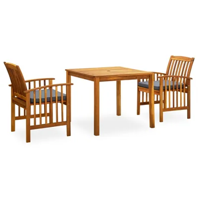 Immagine prodotto di vidaXL Set da pranzo da giardino 3 pezzi con cuscini in legno massello di acacia