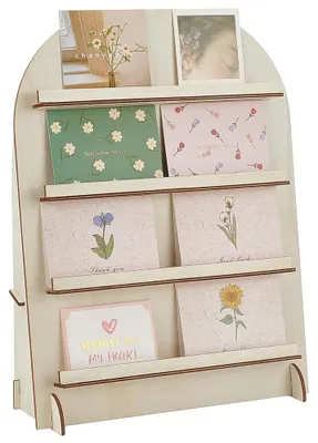 Immagine prodotto di Supporto per orecchini vintage bianco - Porta gioielli in legno - Espositore a 4 livelli - Organizzatore per orecchini/collane - Grande capacità - 12x30x38 cm - Porta gioielli