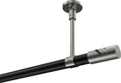Produktbild von Interdeco Gardinenstange / Vorhangstange Schwarz / Edelstahl-Optik, Typ Sonette Zoena (Glitzerzylinder) ohne Ringe, Deckenmontage, 20 mm Ø 1-läufig, 280 cm