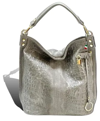 Produktbild von Beuteltasche Shopper grau Florence Tasche Kroko-Prägung Leder D2OTF162K