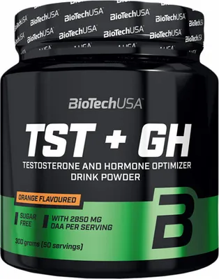 Immagine prodotto di BioTech USA TST + GH 300 g arancia / Testo-stimolanti / Integratore alimentare a base di acido D-aspartico arricchito con aminoacidi, minerali e vitamine del gruppo B