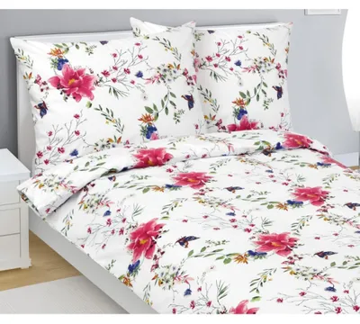 Produktbild von Leinen Baumwolle - Weiß, rosa - 140x200, 70x90