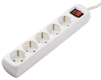 Productafbeelding van Hama 00047842, stekkerdoos met 5 stopcontacten, 230 V, 3500 W, wit, kunststof, 1,4 m