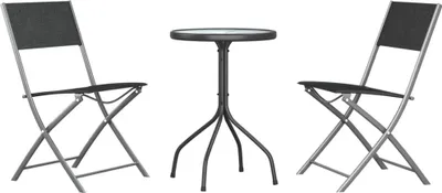 Produktbild von vidaXL 3-tlg. Garten-Essgruppe Schwarz Stahl