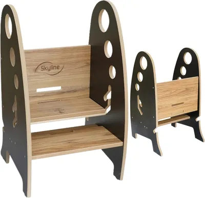 Produktbild von Skyline 3in1 wachsender Tritthocker Kleinkind Turm Helfer, Holz Kleinkind Stehhocker für Badezimmer oder Küche, Anti-Rutsch-Füße, Tragfähigkeit 100kg