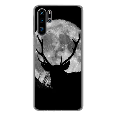 Produktbild von MuchoWow® Handyhülle Schutzhülle Hülle für Huawei P30 Pro Hirsch - Mond - Nacht Silikon Softcase Handy Hülle - Schutzdeckel