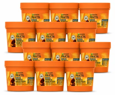 Produktbild von 12 x Garnier Fructis Hair Food Papaya 3-in-1 Haarmasker - 400 ml - Vorteilspackung - 12 Stücke