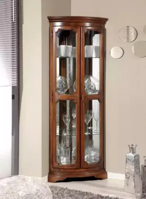 Produktbild von Klassische Möbel Holz Braun Eckvitrine Vitrineschrank Italienische Möbel