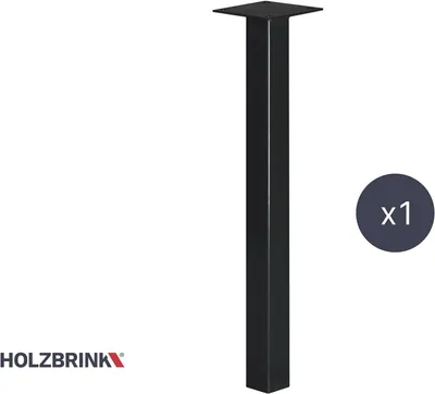 Produktbild von HOLZBRINK Tischbein Eckig, Quadratrohr 40x40 mm, Höhe 43 cm, Schwarz, 1 Stück, HLT-14A-F-43-9005