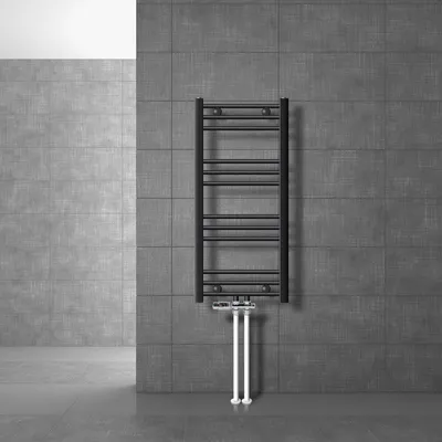 Zdjęcie produktu dla LuxeBath Grzejnik łazienkowy centralne podłączenie 400 x 800 mm antracytowy prosty z termostatem podłączenie przez grzejnik podłogowy, bez elementu grzejnego