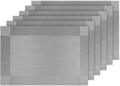 Produktbild von Tischset, Platzset 6er Set rutschfest Abwaschbar PVC Abgrifffeste Hitzebeständig Platzdeckchen für Zuhause Restaurant Speisetisch（Silber）