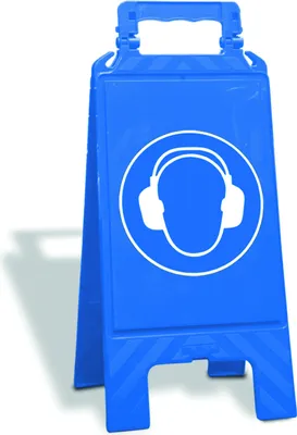Produktbild von Warnaufsteller Gebot-Blau ''GEHÖRSCHUTZ'' 600 x 275 x 270 mm