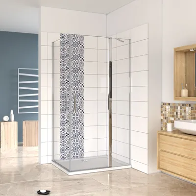 Produktbild von Höhe 195cm Duschkabine 90X80cm Duschabtrennung Duschtür Schwingtür mit Seitenwand 6mm Easyclean ESG