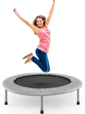 Zdjęcie produktu dla Mini trampolina składana, średnica 97 cm, trampolina fitness dla dorosłych i dzieci, maksymalne obciążenie 150 kg, kolor: szary