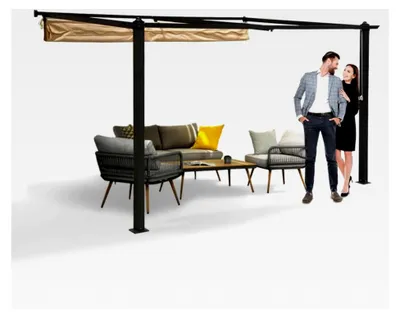 Produktbild von Garten Pergola Pavillon Terrassendach Wandpergola Siros 3x4m - wasserdichtes und stabiles Sonnenschutzsystem für Terrasse und freistehenden Pavillon