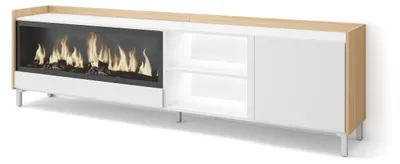 Immagine prodotto di Mobili TV effetto legno Bianco Rovere 212x35x61cm camino effetto fuoco