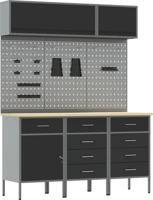 Produktbild von Möbel 8-teiliges Werkbank-Set - Schwarzer Stahl - Werkbänke 3321450