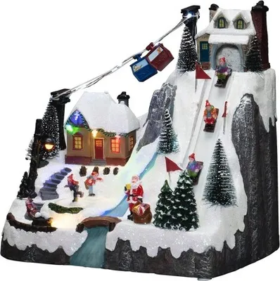 Produktbild von Konstsmide - LED Szenerie "Skipiste", mit Musik, wählbare Energiefunktion, 19 bunte Dioden, batteriebetrieben & USB, Innen, schwarzes Kabel, 3 x AA 1.5V (exkl.)- 4253-000