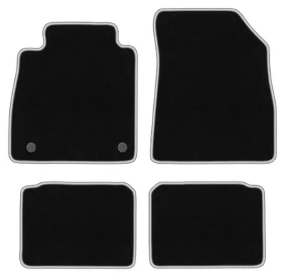 Image de Tapis de sol en moquette pour Nissan Micra K14 2017- (à hayon) – jeu 4 pièces, noir/argent, sur mesure – Wielganizator CARLUX
