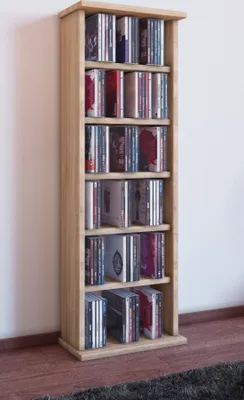 Produktbild von VCM CD Regal Holz | CD Regal mit Platz für 150 CDs oder 65 DVDs oder 36-Videos | Maße: H. 92 x B. 31 x T. 18 cm | elegantes DVD Regal stehend | Blu ray Regal fürs Wohnzimmer | CD Regal | Vostan