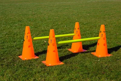Produktbild von 4er Set Trainingskegel mit Stangen - Ideal für Agilitätstraining