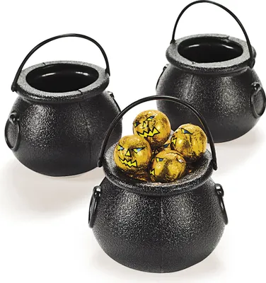 Produktbild von Kleine Hexenkessel ca. 6,5 cm für Halloween Tischdeko 6 Stück