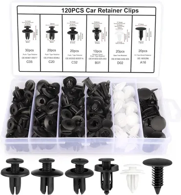 Produktbild von 120 Stück Befestigungsclips Auto Clips Set, 6 Arten Türverkleidung Clips Nylon Stoßstange Spreiznieten Karosserie Clips Kunststoffniete Befestigungssatz Clips