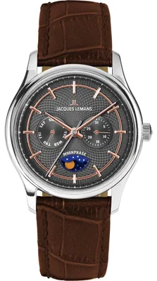 Jacques Lemans 1-2213E Herren-Uhr Derby mit Mondphase Braun/Anthrazit 1