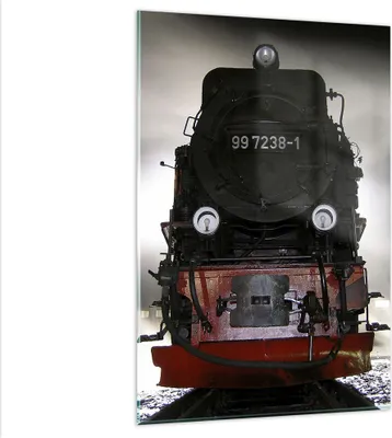 Produktbild von Bilder auf glas - Einteilig - Dampflokomotive Gleise Nebel - 80x120cm - Glasbilder - Wandbilder - Bilder - Wanddekoration aus Glas - Glas Bilder - Wandbild auf Glas - GPA80x120-0281