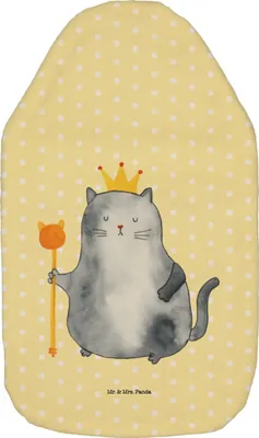 Produktbild von Mr. & Mrs. Panda Wärmekissen Katze König - Gelb Pastell - Geschenk, Katzen, Wohnung, wärmebeutel, Flauschige Wärmflasche, Plüsch, naturkautschuk, Cats, Cat, Königlich