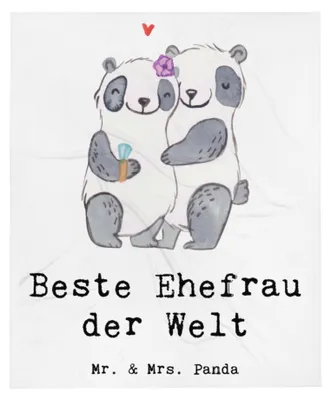 Produktbild von Mr. & Mrs. Panda Decke Panda Beste Ehefrau der Welt - Weiß - Geschenk, Plüschdecke, Plaid, Kuscheldecke, Geschenkidee, Kleinigkeit, Hochzeit, Braut, Frau, Sofaüberwurf